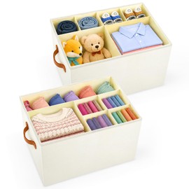 Adjustable Dividers Closet Organizers Bins, Versatile Storage Box - 2 Pack