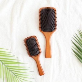 [JED] Large Wood Hair Care Brush - Wooden Scalp Brush for Hair Management