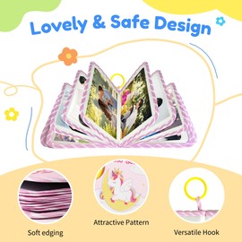 HiABsee Baby Photo Album Photo Book Holds 17 6x4 Photos Soft Cloth My First Photo Album for Baby Shower Party Unicorn Memory Album Newborn Boys Girls