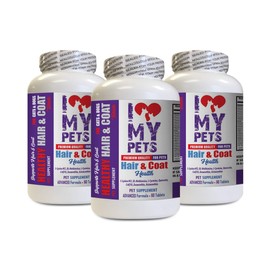 I LOVE MY PETS LLC Dry Skin Care for Cats - PET Healthy Hair and Coat - for Dogs and Cats - Premium Formula - cat Vitamin c - 3 Bottles (180 Treats)