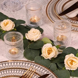 Lanttu 12PCS Glass Votive Candle Holder for Wedding Table Centerpiece, Clear Tea Lights Candle Holders for Dinner Birthday Party Decor