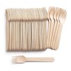 Efforias Pack of 100 Wooden Disposable Forks -Biodegradable & Plastic