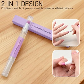2 in 1 Cuticle Oil Pusher Pen for Nail Care - Moisturize, Strengthen & Repair Dry, Damaged Nails with Gentle Cuticle Remover, Lavender Scented, 0.07 fl oz (Purple,2 Pieces)