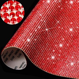 IRIVER BLANK 12000 Pieces 2mm Bling Bling Rhinestone Sheet Rhinestone Sticker DIY Car Decoration Sticker Self Adhesive Heat Repair Glitter Crystal Gem Sheet Sticker for Car&Craft Decoration(Red)