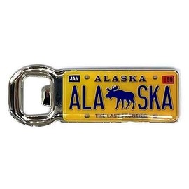 Alaska License Plate Bottle Opener with Magnet (Moose)