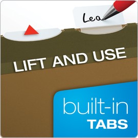 Pendaflex Ready-Tab Reinforced Hanging File Folders, Letter Size, Standard Green, 5 Tab, 20/BX (42890)