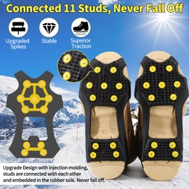 Xproutdoor Non-Slip Ice Cleats Snow Grips, Strong Traction Crampons 11 Steel Studs, for Shoes and Boots, Snow Ice Walking, X-Large