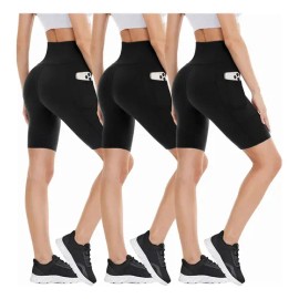 CAMPSNAIL - Set 3 Biker Shorts Mujer Deportivo Licra Gym Yoga Con Bolsas