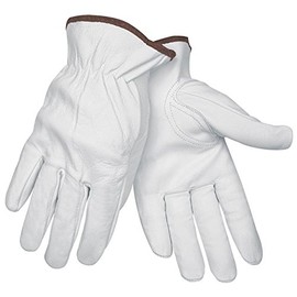 MCR Safety 3611XL Premium Grain Goatskin Driver Gloves with Keystone Thumb, White, X-Large, 1-Pair