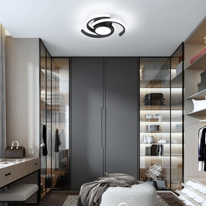 EIDEARAY Modern LED Ceiling Light,33W Black Round Design Ceiling Light