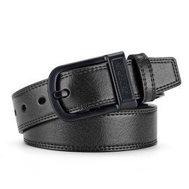 Gleecosy Nickel and Metal Free Hypoallergenic Leather Tsa Approved Belt for Men With Plastic Buckle Airport Friendly (black, Size 35 (Fits Pants Size 33-34))