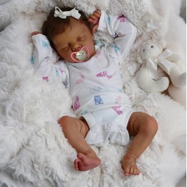 iCradle Black Realistic Reborn Baby Dolls Girls 18 Inch African American Lifelike Sleeping Newborn Baby Doll Toy for Ages 3+