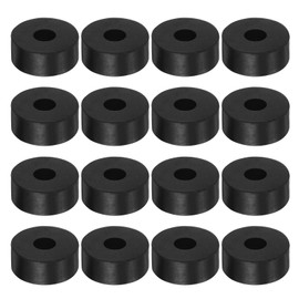 sourcing map 16pcs Rubber Spacer 1 Inch OD 0.26 Inch ID 0.4 Inch Thick Neoprene Round Anti Vibration Isolation Pads Isolator Rubber Washers Bushings for Home Cars Boat Accessories, Black