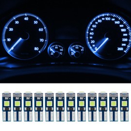 RGOAANC 12PCS T5 LED Bulbs, 74 37 2721 PC37 LED Bulb Dash Light, Bright Canbus Error Free, Panel Gauge Cluster Light, Hight Bright 3SMD 3030 Chips Bulb for Car Interior/Indoor Map Trunk (Ice blue)