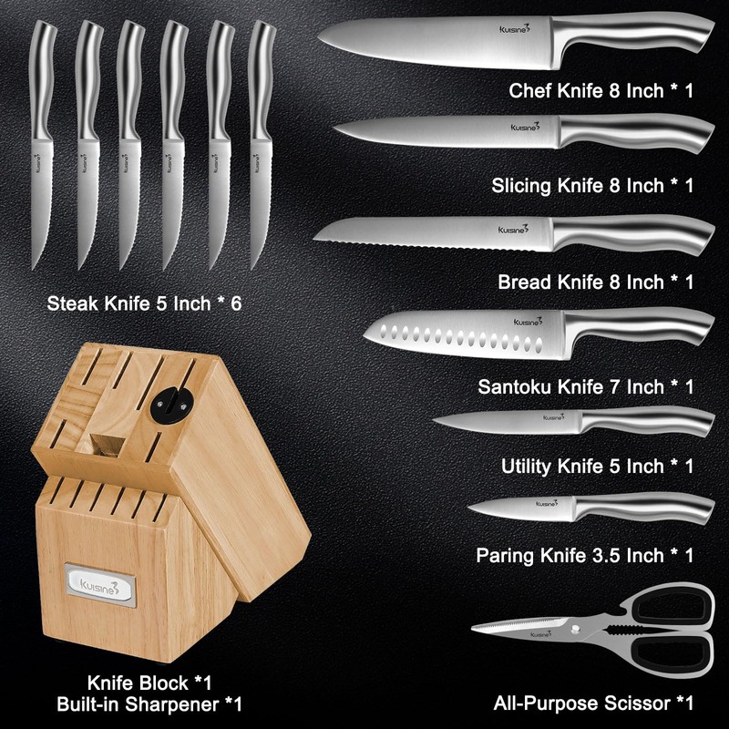 Kuisine Premium Knife Set,One Piece Molding High Carbon Stainless Steel