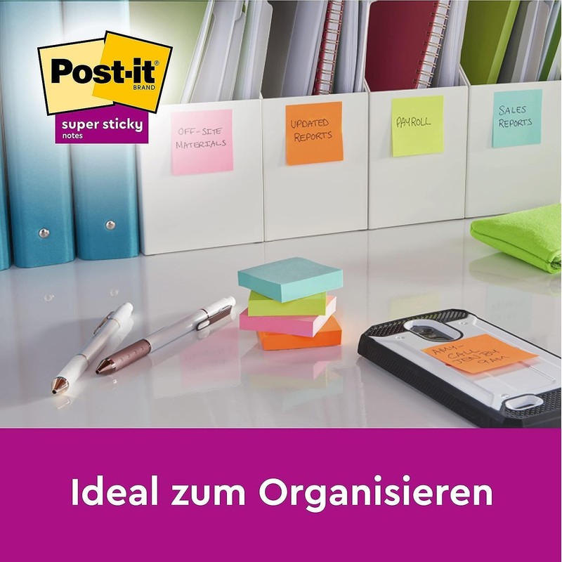 Post-it Super Sticky Notes Cube, Ultra Yellow, 270 Sheets, 76mm