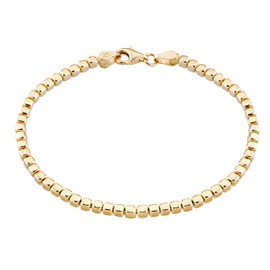 Miabella 18K Gold Over 925 Sterling Silver Organic Cube Bead Chain Bracelet for Women Men, Handmade in Italy (Length 8 Inches)
