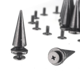 RUBYCA 25MM 30 Sets Large Metal Big Tree Spikes and Studs Metallic Screw-Back for DIY Leather-Craft Black Gunmetal