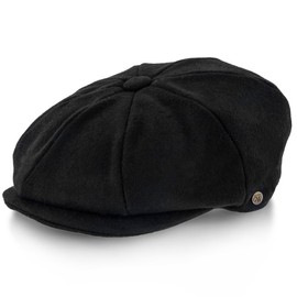 Walrus Hats Shelby Black Wool Blend 8 Panel Newsboy Cap
