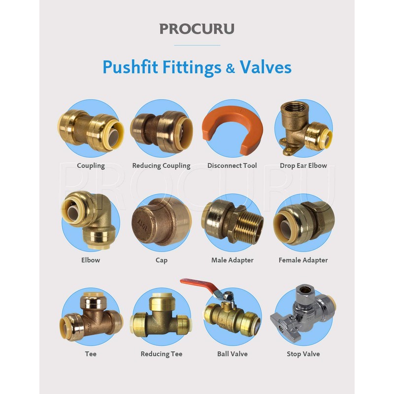PROCURU 4-Pack 3/4-Inch PushFit End Cap, Push-to-Connect Brass Plumbing Fitting