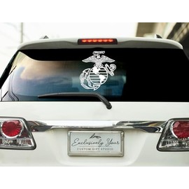 Large White USMC Eagle Globe and Anchor Vinyl Decal