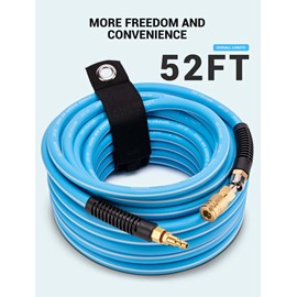 EVOULTES Hybrid Air Hose, 3/8 in. x 52 ft., 300 PSI Heavy Duty Air Compressor Hose with 360 Swivel Coupler, Kink Resistant, Lightweight, All-Weather Flexibility with 1/4" NPT Fittings