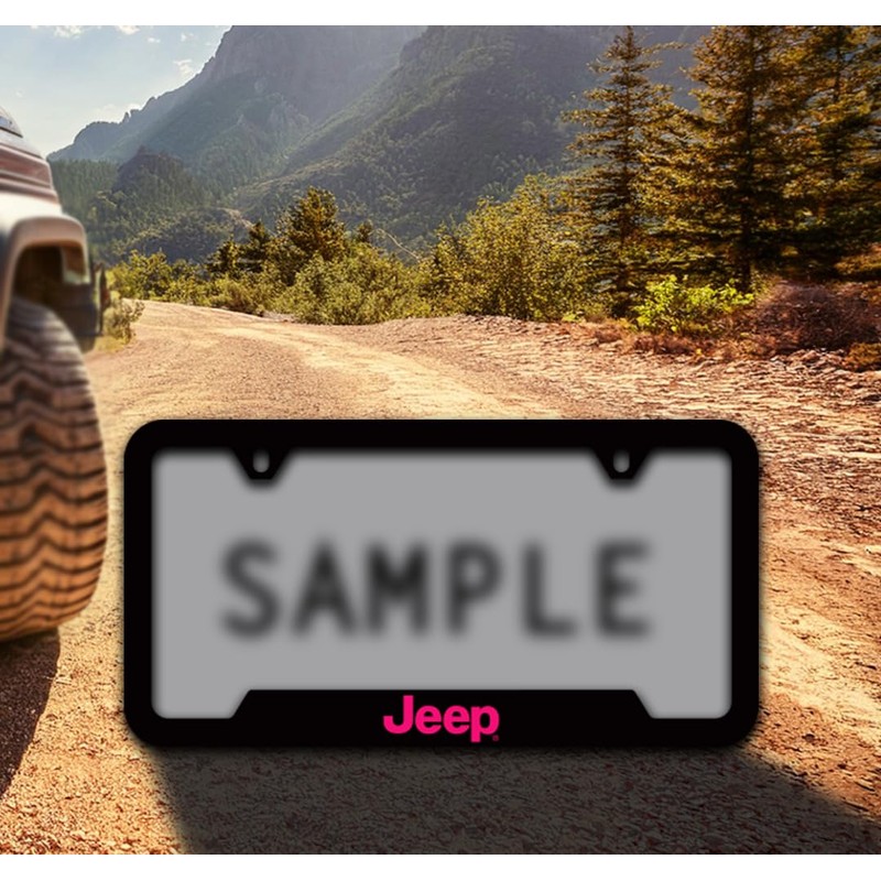 Jeep UV Printed in Tuscadero Pink Black Plated Plastic License