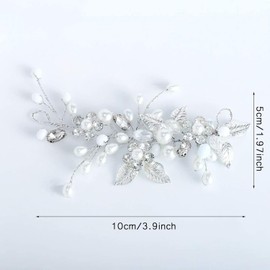 Bridal Crystal Headband, Flower Leaf Headpiece, Wedding Hair Accessories for Bride, Hair Accessories for Women and Girls (Silver)