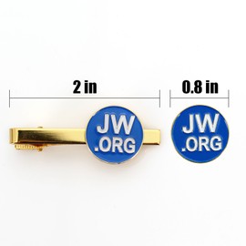 Perfect JW.Org Gift-Jw.org Necktie Clip and Lapel Pin Set With JW.ORG Logo Gift Box-Round-Gold+Blue