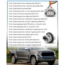 Front Turn Signal Light Socket & Plug Harness Fit for Toyota Tundra Tacoma Corolla Sequoia 2006-2019, Replace 9007560060 90075-60060 2 PCS