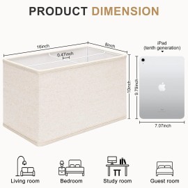 Seaside Village Rectangle Lamp Shades Set of 2, 16"L x 8"W x 10"H Large Beige Lampshades for ...