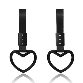 2PCS Rear Bumper Warning Ring Decor Black Heart Shaped Car Handle Straps Drift Charm for Car Bumper Warning Car Accessory Subway Bus Heart Handle for Car Interior Exterior Accessories Black Car Decor