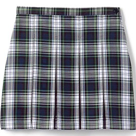 Lands' End Uniform Plaid Box Pleat Skirt Top of The Knee White Plaid Kids 16
