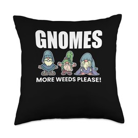 Garden Gnome Garden Design Gnomes Weeds Please Garden Gnome Throw Pillow, 18x18, Multicolor