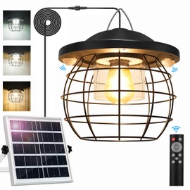 Aqonsie Solar Shed Light Work Day & Night, 3000LM 5 Modes Solar Powered Gazebo Lights Outdoor Hanging Lamps for Chicken Coop Garage Porch Barn Indoor with Remote, 3 Color Temps, Double Motion Sensor