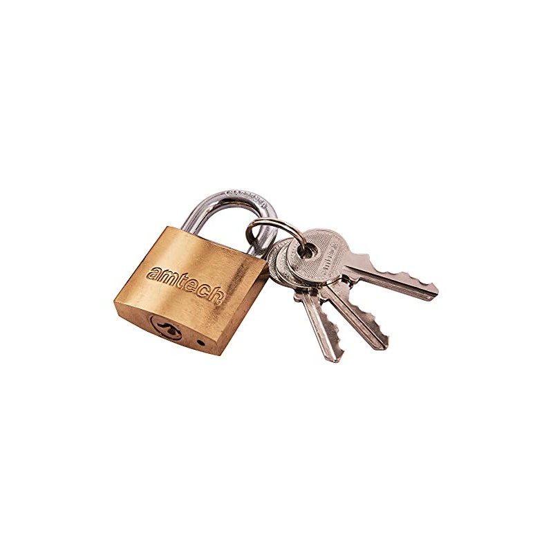 Amtech T1000C 32mm Solid Brass Padlock, Small Padlock with Keys