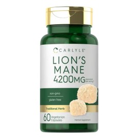 Hongo Melena De León 4200mg Carlyle  Lions Mane Supplement, 60 Vegan Capsules                                                                         
