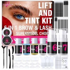 6-IN-1 Lash Lift and Brow Lamination Kit, Black & Dark Brown, For Feathery Eyebrows & Long-Lasting Curler Eyelashes, Detailed Instructions Perfect for Beginners