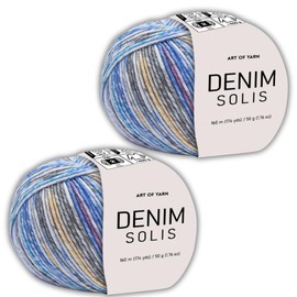 Art of Yarn Denim Solis Variegated Yarn 55% Cotton,45% Poliacrylic,Total 100g(3.52 Oz),320m(348 Yds) Soft Smooth Yarn Sport Fine2 for Crocheting, Knitting, Amigurumi,Blankets,Garments 2 Skein 99942