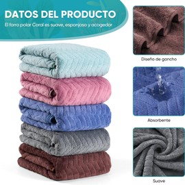 Toallas de Baño 5pcs,Toalla Microfibra Vellón Coral Suave y Muy Absorbente Toallas de Baño Grandes para Cuerpo,70×140 cm,Rápido,Toallas para Gym,Playa,Campings,Hoteles y Spas,5 Colores