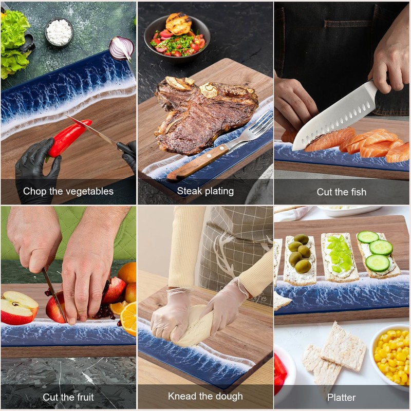 gzcmxh Resin Cutting Board, Handmade Charcuterie Board with Wave Pattern