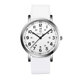 TICCI Unisex Men Women Medical Quartz Watch Arabic Numerals Military Time Easy Read Dial Silicone Band Waterproof for Students Doctors Nurses (White White-1)