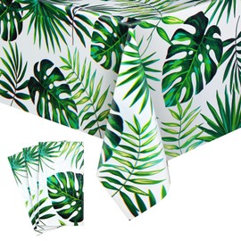 Remagr Hawaiian Luau Theme Table Cloth (3 Pcs), Polyethylene, Rectangular, 54 x 108 inches, Disposable Party Supplies for Birthday Decorations, Beach, Carnival, Social Activities