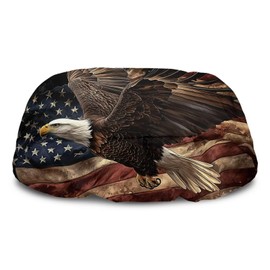 Tomeusey Winch Cover, Waterproof Winch Cushion - All-Weather Winch Accessories Fit Most 8000-17500 Lbs, Retro American Flag Eagle Electric Winches Protector with Elastic Band, Easy to Install