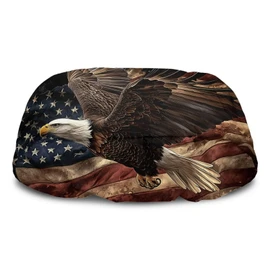 Tomeusey Winch Cover, Waterproof Winch Cushion - All-Weather Winch Accessories Fit Most 8000-17500 Lbs, Retro American Flag Eagle Electric Winches Protector with Elastic Band, Easy to Install