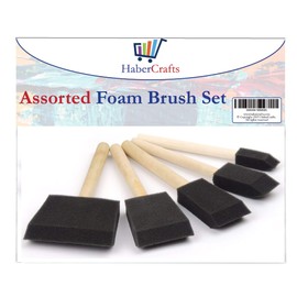 Foam Brush Foam Brushes Paint Sponges Paint Pads Sponge Brush Sponge Paint Brushes for Acrylics Painting Decorating Varnish Staining Wooden Handles 5 Mixed Set (5 Assorted Size Foam Brushes - 1 Pack)