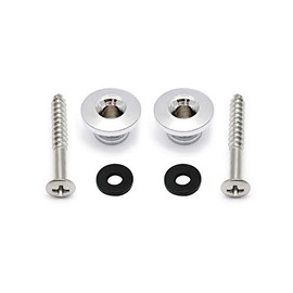 Metallor Guitar Strap Locks and Buttons End Pins with Mounting Screws and Washers for Electric Guitar Bass Acoustic Guitar Ukulele Mandolin. (Chrome)