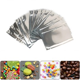 IIF 100PCS Smell Proof Mylar Aluminium Foil Bags Heat Seal Storage Bags Pouches Food Storage Vacuum Sealer Waterproof Reusable with Clear Window Silver/Clear one Side (100 Pack, 2.4" x 3.5"/6cm x 9cm)