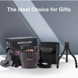 12x25 Ultra HD Binoculars for Adults with Phone Adapter and Flexible Tripod, Edge-to-Edge Sharpness Binoculars with Wide Angle Field of View, Smart Focus Compact Binoculars for Bird Watching Hunting