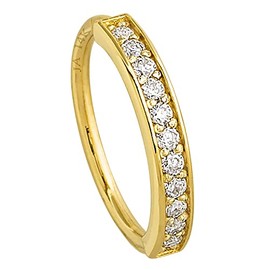 Solid 20G 14Kt Yellow Gold Prong Set 11-Stone Diamond Nose Hoop Ring - Ear Cartilage Ring - April BirthStone Nose Ring Stud - 11PRS11WDYG